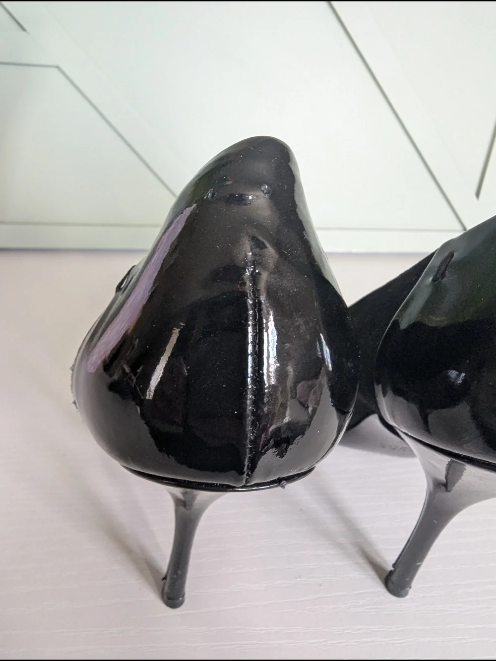 Gucci Black Patent & Suede Peep-Toe Stiletto Pumps